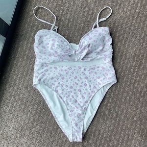 Purple cheetah print one piece bathing suit